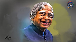 Digital Portrait of A.P.J. Abdul Kalam Smiling in a Blue Bandhgala Jacket HD wallpaper