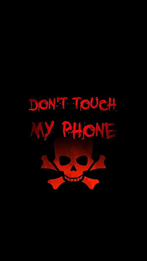 Red Skull and Crossbones Warning Graphic on Black Background HD phone wallpaper
