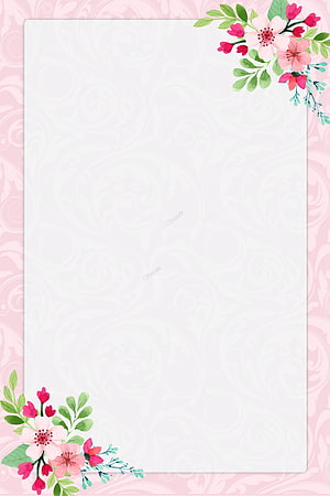 Watercolor Floral Corner Frame with Pink Blossoms and Green Leaves on Soft Background HD phone wallpaper