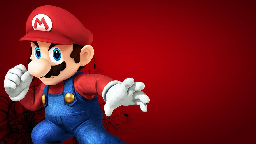 Super Mario Running in Iconic Red Cap and Blue Overalls on Vibrant Red Background HD wallpaper