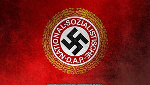 Historical Nazi Party Emblem on Textured Red Background HD wallpaper