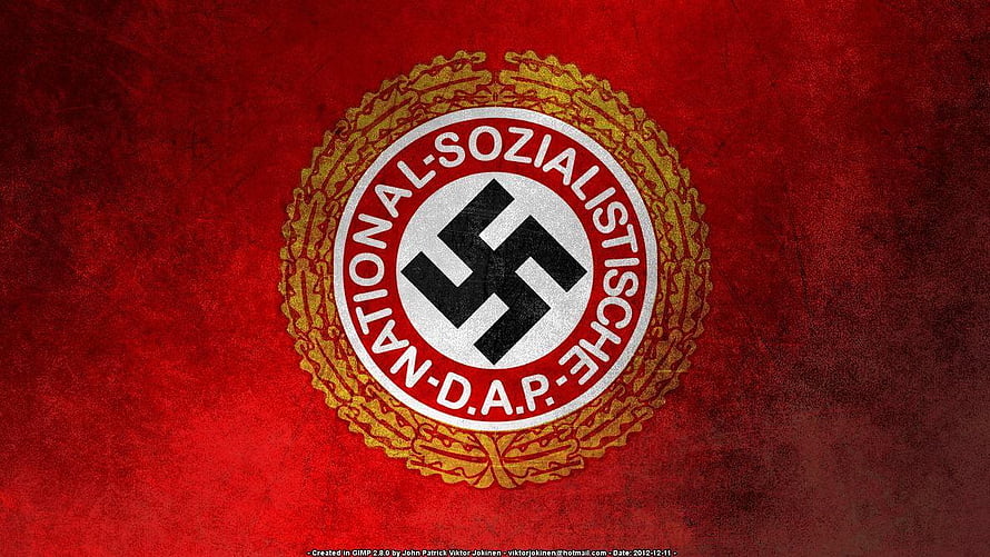 Historical Nazi Party Emblem on Textured Red Background HD wallpaper