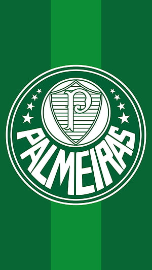 Palmeiras Football Club Official Crest Logo on Green Striped Background HD phone wallpaper