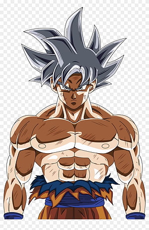 Goku Ultra Instinct Anime Character Portrait with Silver Hair and Muscular Build HD phone wallpaper