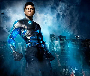 Shah Rukh Khan as the futuristic superhero in the Ra.One movie HD wallpaper