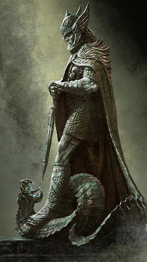Archangel Michael in Ornate Armor Holding a Sword Fantasy Concept Art HD phone wallpaper