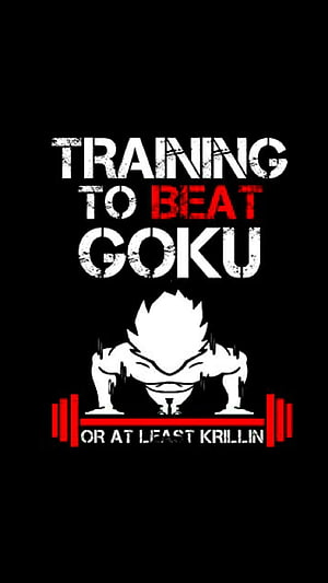 Goku and Krillin Gym Motivation Poster with Barbell Silhouette HD phone wallpaper