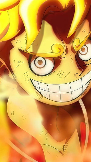 Monkey D. Luffy Gear 5 Anime Character Close-Up Portrait HD phone wallpaper
