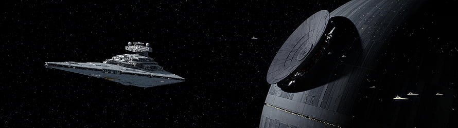 Imperial Star Destroyer Approaching The Death Star In Rogue One HD wallpaper