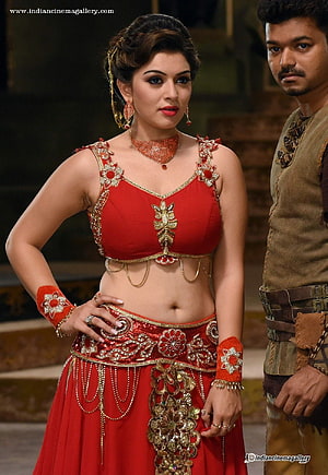 Hansika Motwani in ornate red traditional costume with gold jewelry and intricate embroidery HD phone wallpaper