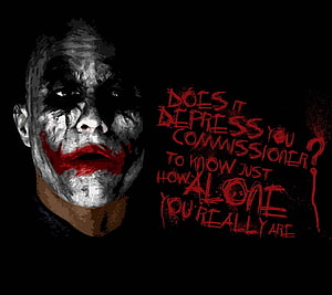 The Joker Dark Portrait with Red Graffiti Quote on Black Background HD wallpaper