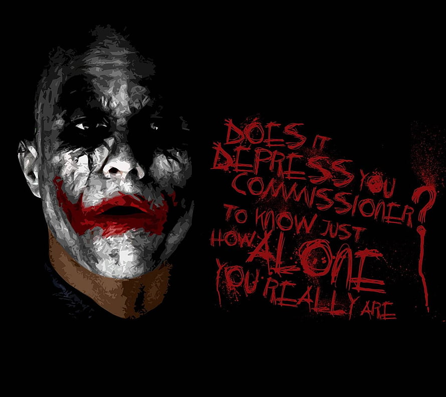 The Joker Dark Portrait with Red Graffiti Quote on Black Background HD wallpaper