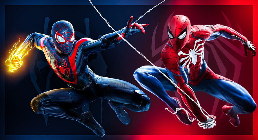 Miles Morales and Peter Parker Spider-Man Dynamic Action Artwork HD wallpaper