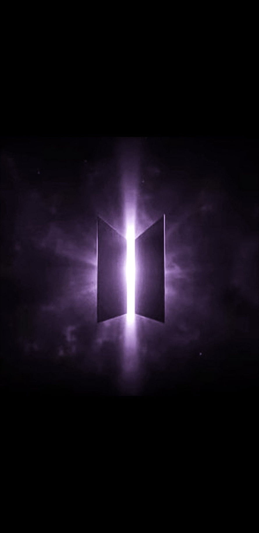 BTS Logo Glowing in Purple Mist with Dramatic Light Beam HD phone wallpaper