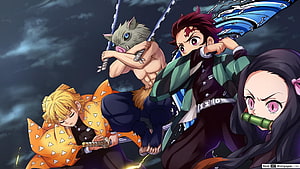 Demon Slayer Kimetsu no Yaiba Hashira Squad Anime Battle Scene HD wallpaper