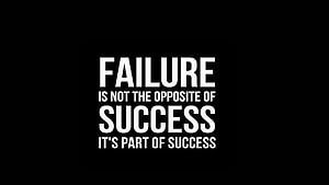 Inspirational Quote on Failure and Success in Bold White Typography on Black Background HD wallpaper