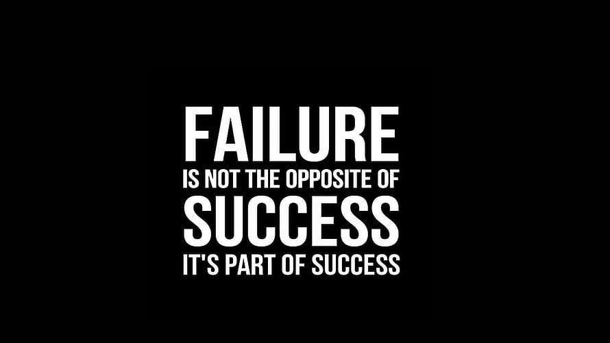 Inspirational Quote on Failure and Success in Bold White Typography on Black Background HD wallpaper