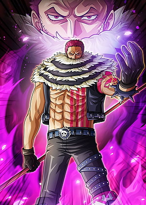 Charlotte Katakuri One Piece Anime Character Artwork with Purple Energy Aura HD phone wallpaper