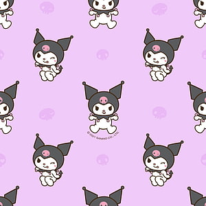 Cute Kuromi Character Pattern on Soft Pink Background HD phone wallpaper