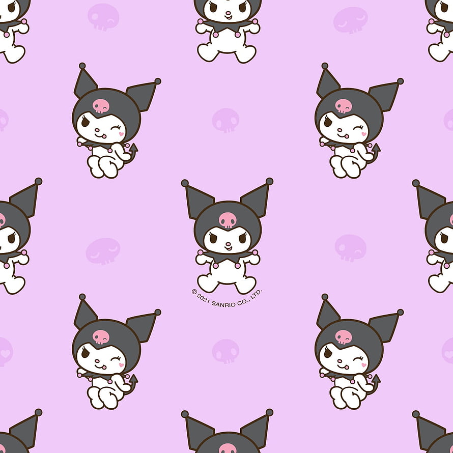 Cute Kuromi Character Pattern on Soft Pink Background HD phone wallpaper