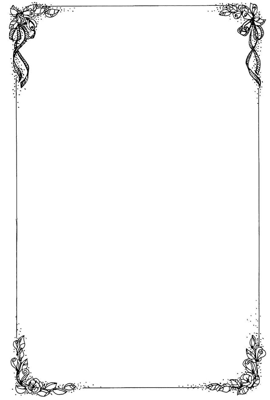 Elegant Black and White Floral Corner Border Design for Stationery and Print Layouts HD phone wallpaper