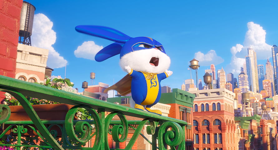 Snowball the Superhero Rabbit on a Balcony in The Secret Life of Pets 2 HD wallpaper