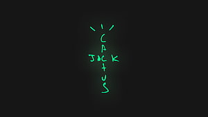 Travis Scott Cactus Jack Logo in Neon Green on Black Background HD wallpaper
