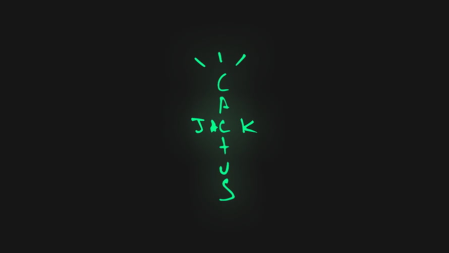 Travis Scott Cactus Jack Logo in Neon Green on Black Background HD wallpaper