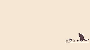 Minimalist Beige Wallpaper Featuring Silhouettes of National Animals and Godzilla HD wallpaper