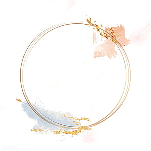 Elegant Gold Circle Frame with Pastel Watercolor Splashes and Gold Foil Accents HD phone wallpaper