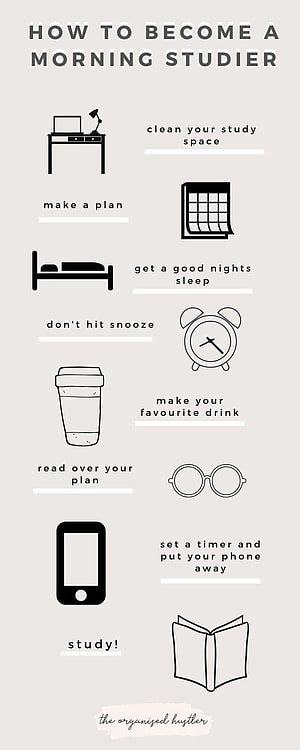 Minimalist Morning Study Routine Infographic with Simple Line Icons and Productivity Tips HD phone wallpaper