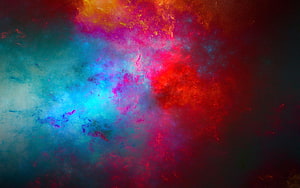Vibrant Abstract Color Splash with Red, Blue, and Magenta Ink Blends on Dark Background HD wallpaper