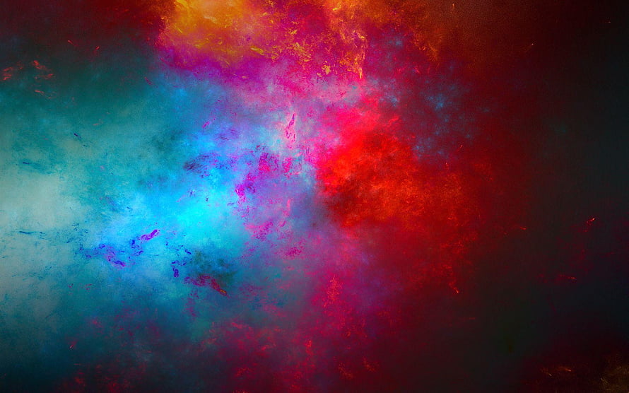 Vibrant Abstract Color Splash with Red, Blue, and Magenta Ink Blends on Dark Background HD wallpaper