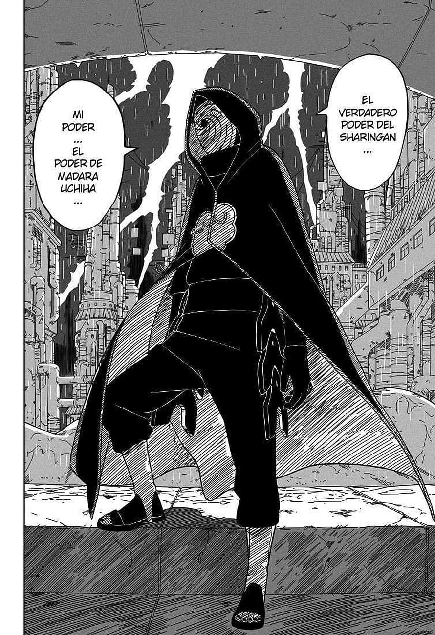 Obito Uchiha in Akatsuki Cloak with Sharingan Eye in Naruto Manga Panel HD phone wallpaper