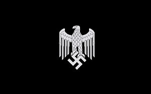 Nazi Eagle Emblem with Swastika on Black Background HD wallpaper
