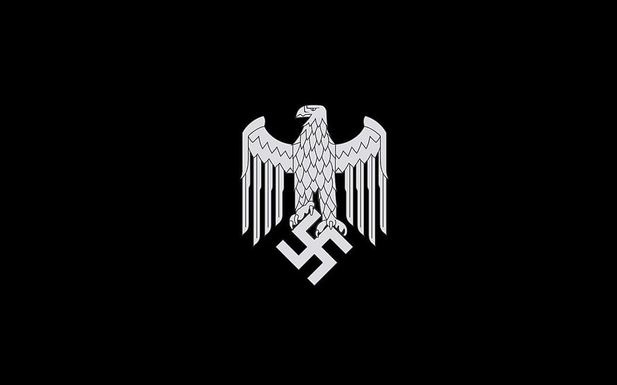Nazi Eagle Emblem with Swastika on Black Background HD wallpaper