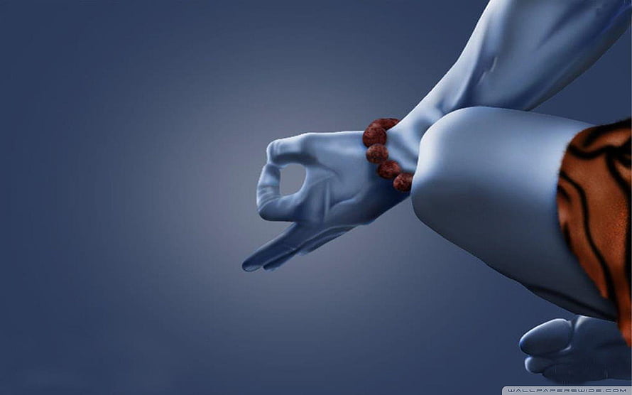 Lord Shiva 3D Render in Meditation Pose with Rudraksha Beads and Tiger Skin HD wallpaper