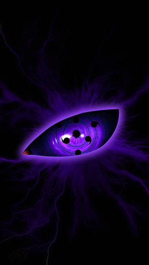 Glowing Purple Sharingan Rinnegan Eye With Electric Energy Aura HD phone wallpaper