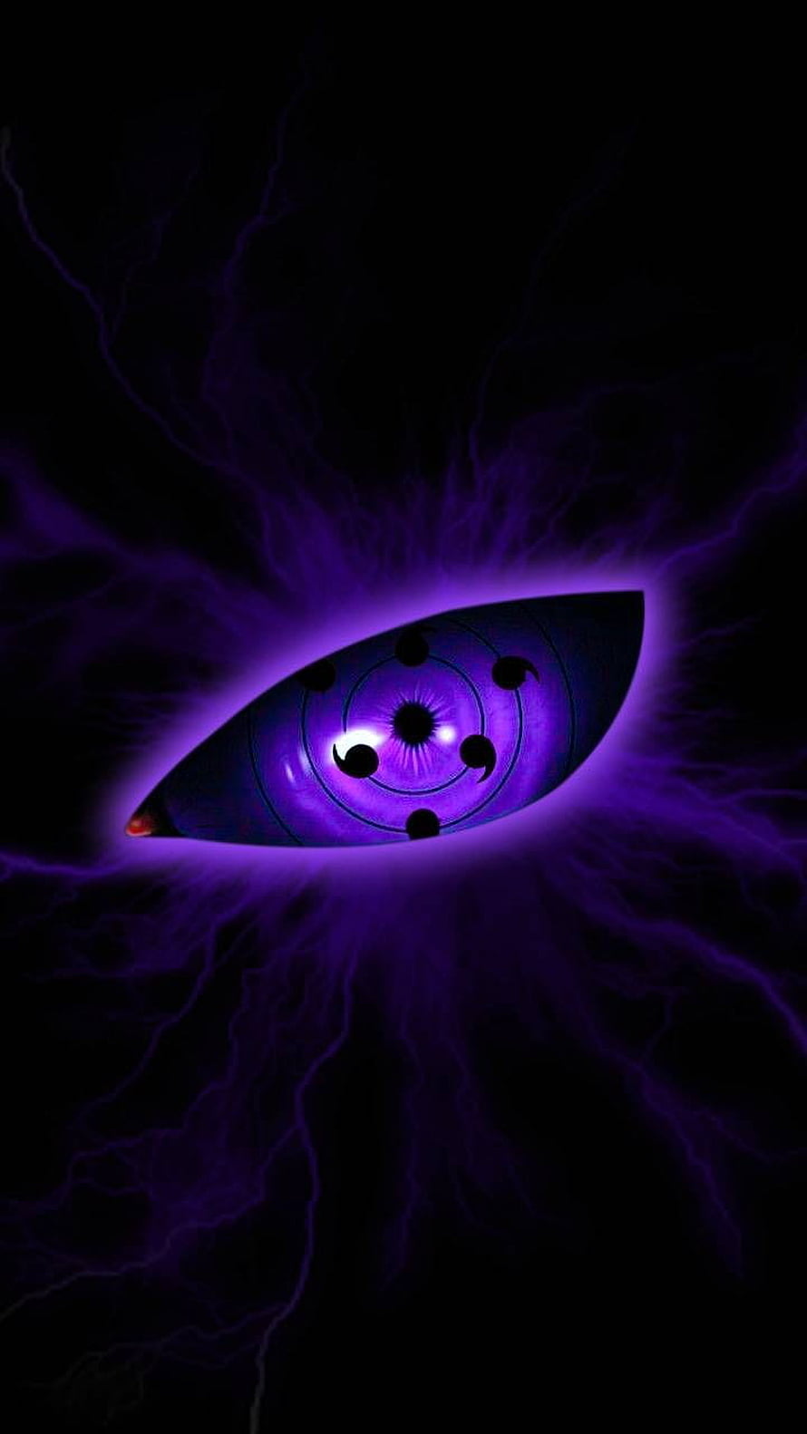 Glowing Purple Sharingan Rinnegan Eye With Electric Energy Aura HD phone wallpaper