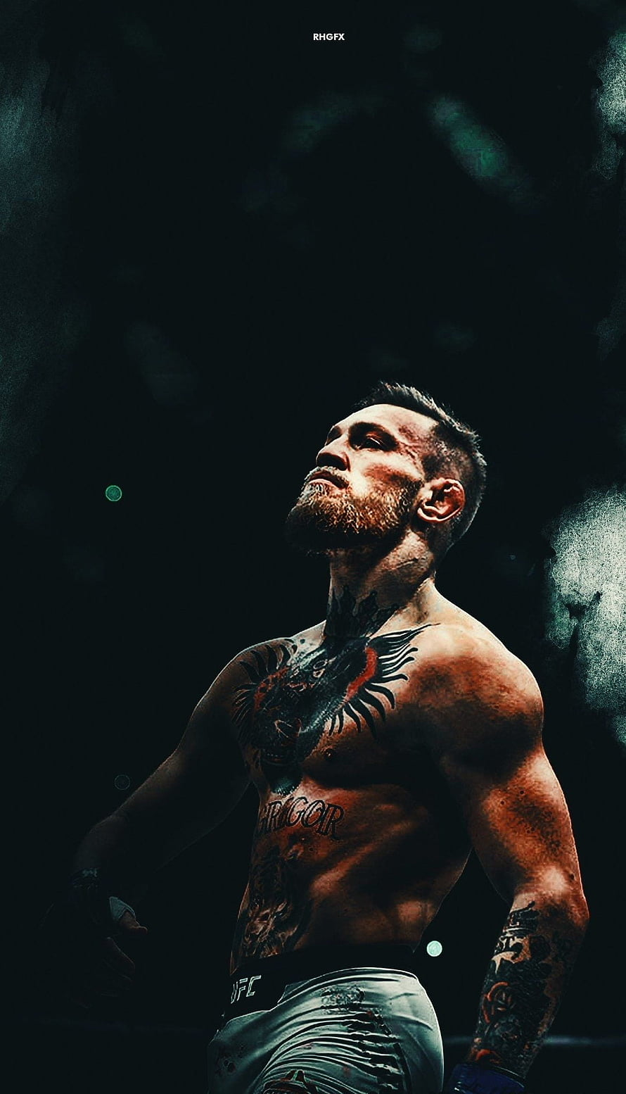 Conor McGregor UFC Fighter Portrait with Chest and Arm Tattoos in Dramatic Dark Lighting HD phone wallpaper