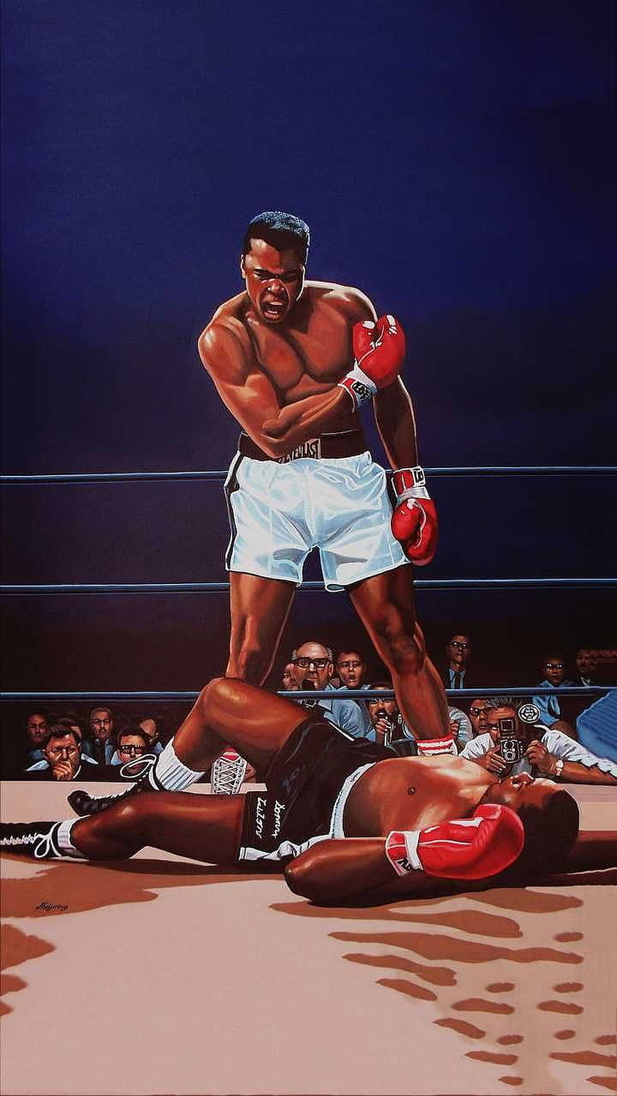Muhammad Ali Knockout Illustration in the Boxing Ring HD phone wallpaper