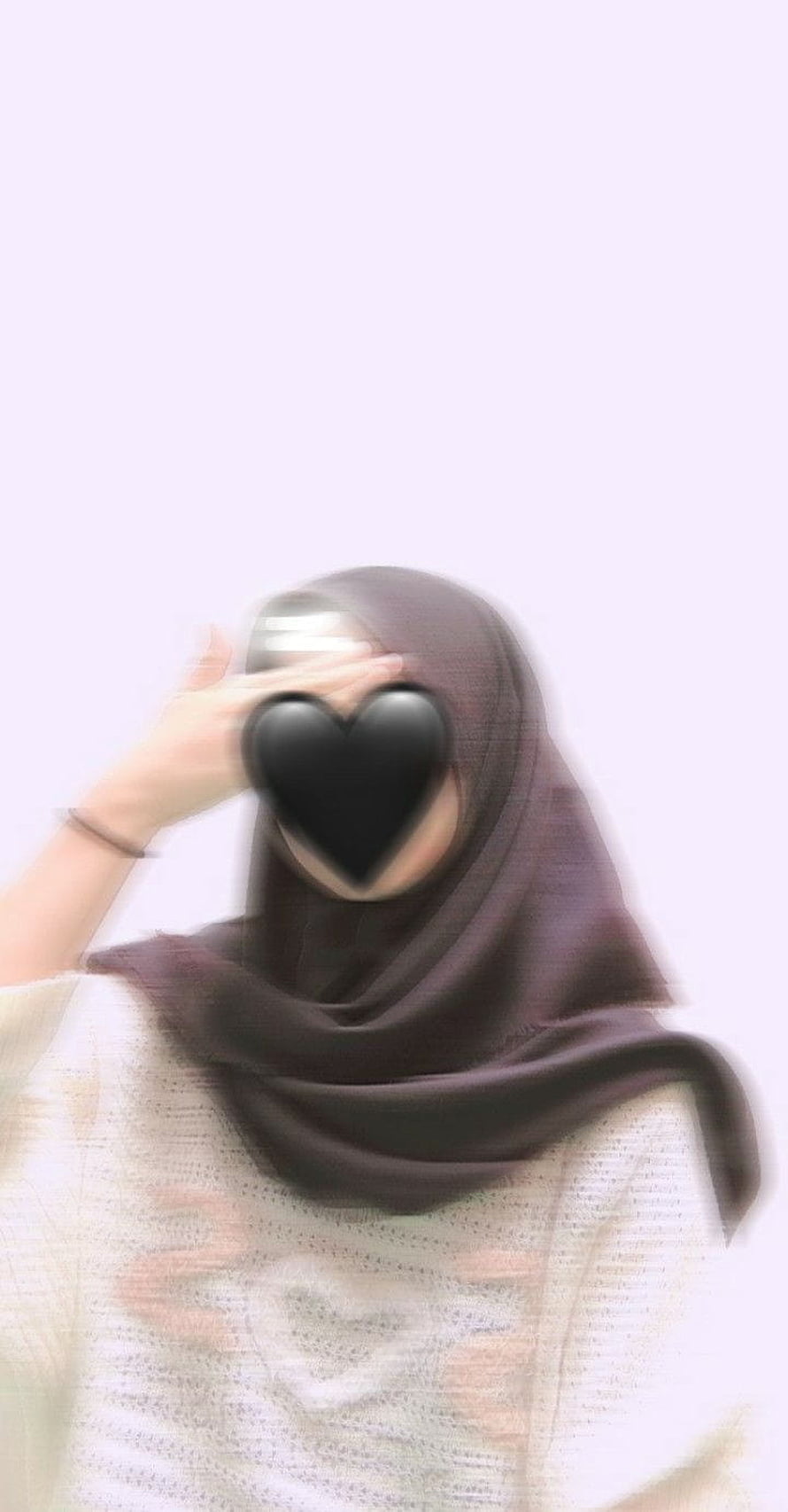 Aesthetic hijab girl portrait with soft dreamy filter and heart-shaped face cover HD phone wallpaper