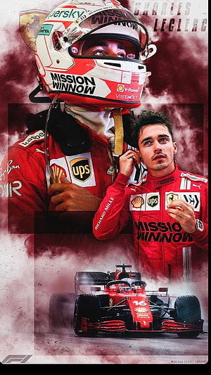 Charles Leclerc Ferrari F1 Racing Driver Portrait and Race Car Wallpaper HD phone wallpaper