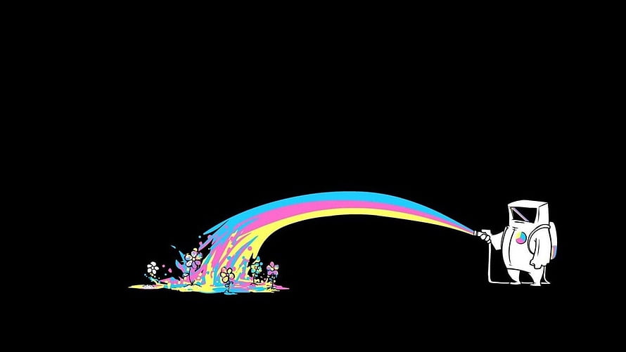 Colorful Rainbow Spray Painting Illustration on Black Background HD wallpaper