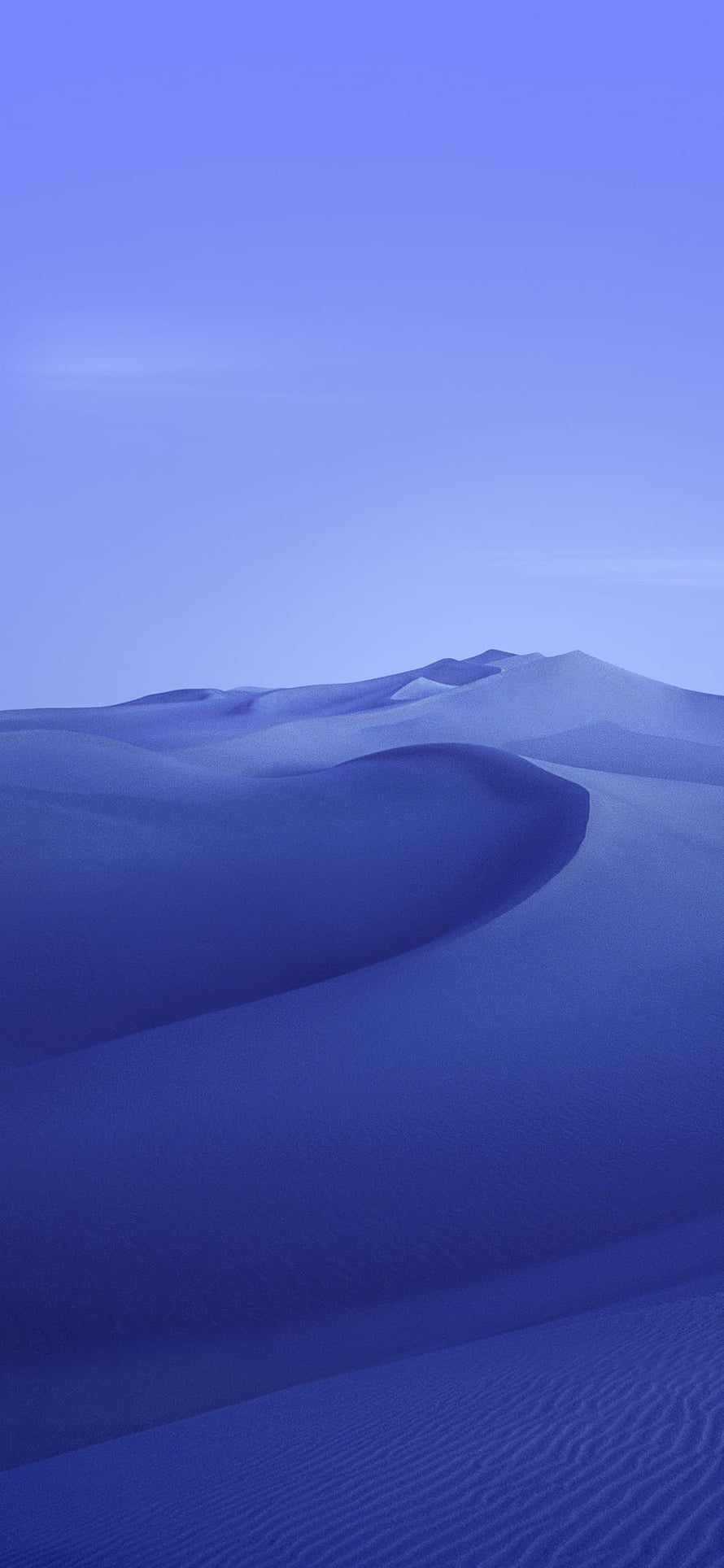 Serene Blue Tinted Desert Dunes Under a Clear Sky HD phone wallpaper