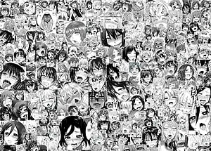 Black and White Ahegao Face Collage Mosaic Artwork HD wallpaper