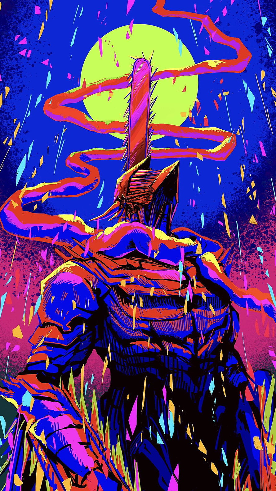 Chainsaw Man Denji Neon Cyberpunk Style Anime Illustration Wallpaper, 29 Chainsaw Man ideas, chainsaw man HD phone wallpaper