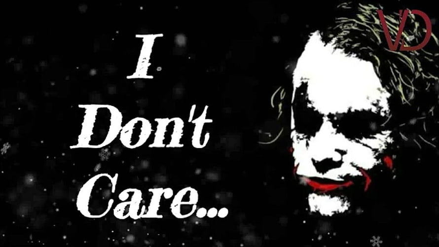 Joker High Contrast Portrait With I Don't Care Quote On Black Background HD wallpaper