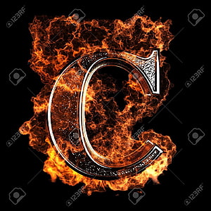Flaming Letter C With Fiery Orange Flames On Black Background HD phone wallpaper