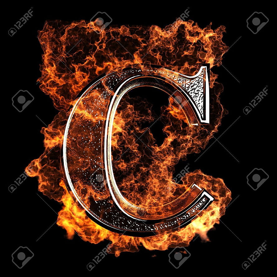 Flaming Letter C With Fiery Orange Flames On Black Background HD phone wallpaper
